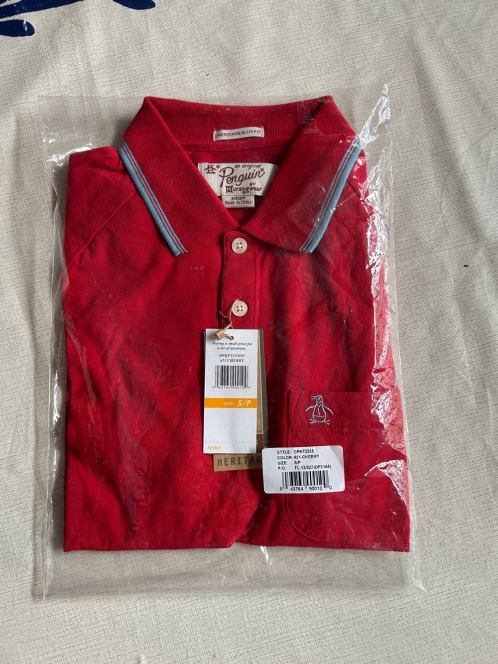 Original Penguin Red Polo with Contrast Trim